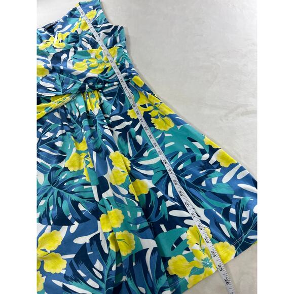 Lands End Floral Wrap Front Stretch Sleeveless Casual Dress Tropical Vacation - Picture 8 of 8